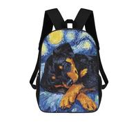 sinyumoney 3D Printed Children's Backpack Rottweiler Puppy Sleeping Starry Night Travel Lightweight School Bag Fashion School Backpack for Kids School Students 17inch