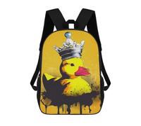 sinyumoney 3D Printed Children's Backpack Rubber Duck With Crown School Backpack High Capacity Travel Book Bags for Boys Elementary And Middle School Students 17inch