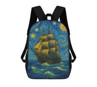 sinyumoney 3D Printed Children's Backpack Sailing Ship Under Starry Night Sky Travel Lightweight School Bag Fashion School Backpack for Kids School Students 17inch