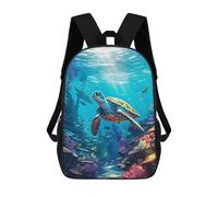 sinyumoney 3D Printed Children's Backpack Sea Turtle Animal Ocean Travel Lightweight School Bag Fashion School Backpack for Kids School Students 17inch