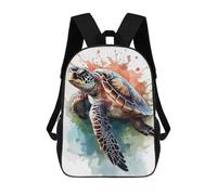 sinyumoney 3D Printed Children's Backpack Sea Turtle Watercolor Art Travel Lightweight School Bag Fashion School Backpack for Kids School Students 17inch