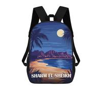 sinyumoney 3D Printed Children's Backpack Sharm El-Sheikh Egypt Travel School Backpack High Capacity Travel Book Bags for Boys Elementary And Middle School Students 17inch