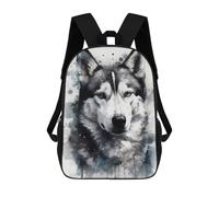 sinyumoney 3D Printed Children's Backpack Siberian Husky Dog Beauty School Backpack High Capacity Travel Book Bags for Boys Elementary And Middle School Students 17inch