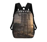 sinyumoney 3D Printed Children's Backpack Skytree And Train School Backpack High Capacity Travel Book Bags for Boys Elementary And Middle School Students 17inch