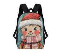 sinyumoney 3D Printed Children's Backpack Smiling Christmas Girl School Backpack High Capacity Travel Book Bags for Boys Elementary And Middle School Students 17inch