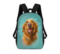 sinyumoney 3D Printed Children's Backpack Smiling Golden Dog School Backpack High Capacity Travel Book Bags for Boys Elementary And Middle School Students 17inch