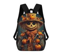 sinyumoney 3D Printed Children's Backpack Smiling Scarecrow With Pumpkins Travel Lightweight School Bag Fashion School Backpack for Kids School Students 17inch
