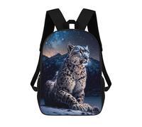 sinyumoney 3D Printed Children's Backpack Snow Leopard in The Mountains School Backpack High Capacity Travel Book Bags for Boys Elementary And Middle School Students 17inch