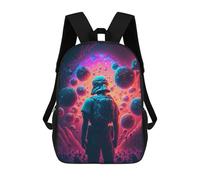 sinyumoney 3D Printed Children's Backpack Space Explorer in Alien Landscape School Backpack High Capacity Travel Book Bags for Boys Elementary And Middle School Students 17inch