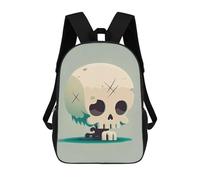 sinyumoney 3D Printed Children's Backpack Spooky Skull Illustration School Backpack High Capacity Travel Book Bags for Boys Elementary And Middle School Students 17inch