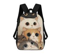 sinyumoney 3D Printed Children's Backpack Stack of Cute Cartoon Cats School Backpack High Capacity Travel Book Bags for Boys Elementary And Middle School Students 17inch