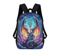 sinyumoney 3D Printed Children's Backpack Stained Glass Dragon on Mountain Peak School Backpack High Capacity Travel Book Bags for Boys Elementary And Middle School Students 17inch