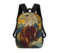 sinyumoney 3D Printed Children's Backpack Stained Glass Eagle Travel Lightweight School Bag Fashion School Backpack for Kids School Students 17inch