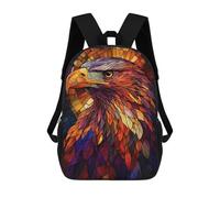 sinyumoney 3D Printed Children's Backpack Stained Glass Eagle Travel Lightweight School Bag Fashion School Backpack for Kids School Students 17inch
