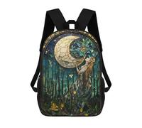 sinyumoney 3D Printed Children's Backpack Stained Glass Moon & Woman Travel Lightweight School Bag Fashion School Backpack for Kids School Students 17inch