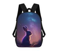 sinyumoney 3D Printed Children's Backpack Starry Night Bunny Travel Lightweight School Bag Fashion School Backpack for Kids School Students 17inch