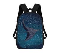 sinyumoney 3D Printed Children's Backpack Stars Whale Ray Sea Travel Lightweight School Bag Fashion School Backpack for Kids School Students 17inch