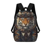 sinyumoney 3D Printed Children's Backpack Steampunk Animal Tiger School Backpack High Capacity Travel Book Bags for Boys Elementary And Middle School Students 17inch