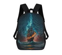 sinyumoney 3D Printed Children's Backpack Stormy Sails Through Clouds Travel Lightweight School Bag Fashion School Backpack for Kids School Students 17inch