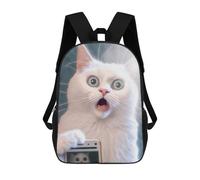 sinyumoney 3D Printed Children's Backpack Surprised Cat Selfie Travel Lightweight School Bag Fashion School Backpack for Kids School Students 17inch