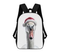 sinyumoney 3D Printed Children's Backpack Swan Wearing Santa Hat Travel Lightweight School Bag Fashion School Backpack for Kids School Students 17inch