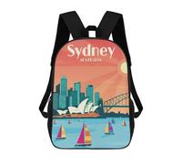 sinyumoney 3D Printed Children's Backpack Sydney Australia Travel School Backpack High Capacity Travel Book Bags for Boys Elementary And Middle School Students 17inch