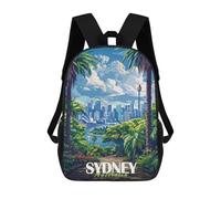 sinyumoney 3D Printed Children's Backpack Sydney Skyline School Backpack High Capacity Travel Book Bags for Boys Elementary And Middle School Students 17inch