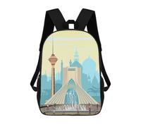 sinyumoney 3D Printed Children's Backpack Tehran Travel Print School Backpack High Capacity Travel Book Bags for Boys Elementary And Middle School Students 17inch
