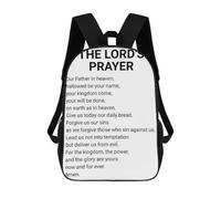 sinyumoney 3D Printed Children's Backpack THE LORDS PRAYER WHITE Travel Lightweight School Bag Fashion School Backpack for Kids School Students 17inch