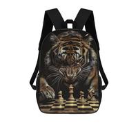 sinyumoney 3D Printed Children's Backpack Tiger Chess Travel Lightweight School Bag Fashion School Backpack for Kids School Students 17inch