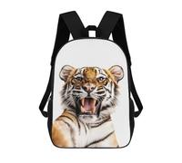 sinyumoney 3D Printed Children's Backpack Tiger Selfie School Backpack High Capacity Travel Book Bags for Boys Elementary And Middle School Students 17inch