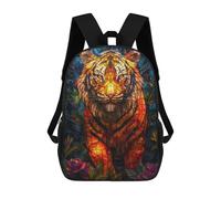 sinyumoney 3D Printed Children's Backpack Tiger Stained Glass Art Travel Lightweight School Bag Fashion School Backpack for Kids School Students 17inch