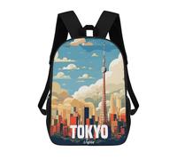 sinyumoney 3D Printed Children's Backpack Tokyo Japan School Backpack High Capacity Travel Book Bags for Boys Elementary And Middle School Students 17inch
