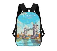 sinyumoney 3D Printed Children's Backpack Tower Bridge England School Backpack High Capacity Travel Book Bags for Boys Elementary And Middle School Students 17inch