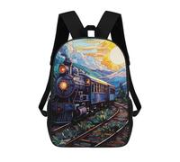sinyumoney 3D Printed Children's Backpack Train Journey Travel Lightweight School Bag Fashion School Backpack for Kids School Students 17inch