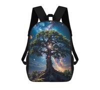 sinyumoney 3D Printed Children's Backpack Tree of Light School Backpack High Capacity Travel Book Bags for Boys Elementary And Middle School Students 17inch