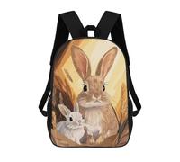 sinyumoney 3D Printed Children's Backpack Two Bunnies in A Meadow School Backpack High Capacity Travel Book Bags for Boys Elementary And Middle School Students 17inch