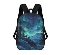 sinyumoney 3D Printed Children's Backpack Two Wolves Howling Travel Lightweight School Bag Fashion School Backpack for Kids School Students 17inch