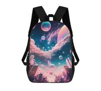 sinyumoney 3D Printed Children's Backpack Utopian Sky Cityscape -2 Travel Lightweight School Bag Fashion School Backpack for Kids School Students 17inch