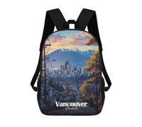 sinyumoney 3D Printed Children's Backpack Vancouver Cityscape School Backpack High Capacity Travel Book Bags for Boys Elementary And Middle School Students 17inch