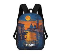 sinyumoney 3D Printed Children's Backpack Venice Italy Night Scene School Backpack High Capacity Travel Book Bags for Boys Elementary And Middle School Students 17inch