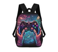 sinyumoney 3D Printed Children's Backpack Vibrant Gaming Controller Illustration Travel Lightweight School Bag Fashion School Backpack for Kids School Students 17inch