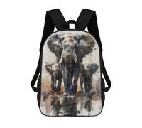 sinyumoney 3D Printed Children's Backpack Watercolor Elephants School Backpack High Capacity Travel Book Bags for Boys Elementary And Middle School Students 17inch