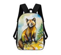 sinyumoney 3D Printed Children's Backpack Watercolor Pine Marten Travel Lightweight School Bag Fashion School Backpack for Kids School Students 17inch