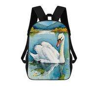 sinyumoney 3D Printed Children's Backpack Watercolor Swan on Lake Travel Lightweight School Bag Fashion School Backpack for Kids School Students 17inch