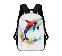 sinyumoney 3D Printed Children's Backpack Watercolor Whale Splashing School Backpack High Capacity Travel Book Bags for Boys Elementary And Middle School Students 17inch
