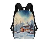 sinyumoney 3D Printed Children's Backpack Watercolors Winter School Backpack High Capacity Travel Book Bags for Boys Elementary And Middle School Students 17inch