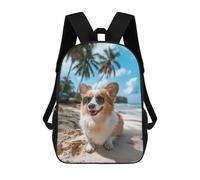 sinyumoney 3D Printed Children's Backpack Welsh Corgi Sunglasses Travel Lightweight School Bag Fashion School Backpack for Kids School Students 17inch
