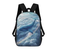 sinyumoney 3D Printed Children's Backpack Whale Flying through Clouds with Rainbow School Backpack High Capacity Travel Book Bags for Boys Elementary And Middle School Students 17inch