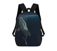 sinyumoney 3D Printed Children's Backpack Whale Save Fox Travel Lightweight School Bag Fashion School Backpack for Kids School Students 17inch